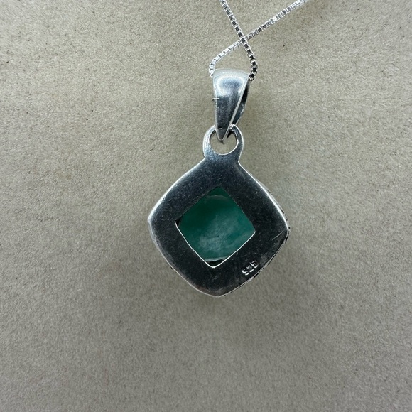Silver Amazonite Pendant on Silver Chain - Picture 4 of 8